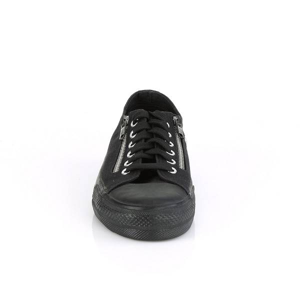 Demonia Deviant-06 Black Canvas Schuhe Herren D582-649 Gothic Sneakers Schwarz Deutschland SALE